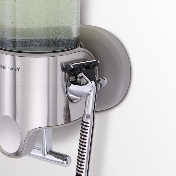 Double Wall-Mount Shampoo and Soap Dispenser in Brushed Stainless Steel