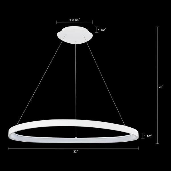 48-Watt 1-Light White Aluminum Dimmable Integrated LED Pendant Light