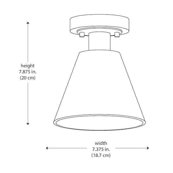 Finley 8 in. 1-Light White and Chrome Semi-Flush Mount Ceiling Light Fixture with Metal Shade
