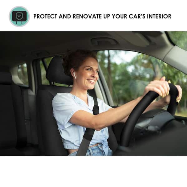 Light and Breezy Fabric 21 in. x 21 in. x 2 in. Full Set Seat Covers with Steering Wheel Cover and 4-Seat Belt Pads