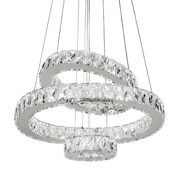 Jefferson 4 - Light Clear/Chrome Unique/Statement Geometric Integrated LED Chandelier Accents