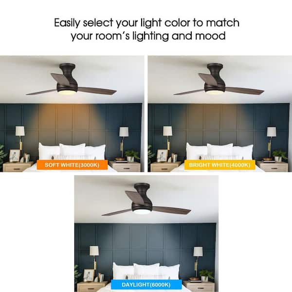 Beckette 48 in. Oil Rubbed Bronze Flush Mount Integrated LED Ceiling Fan with Light and Remote Control
