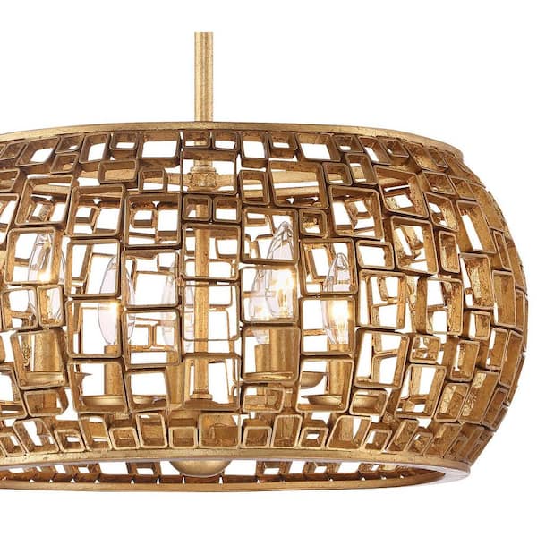 Abbondanza 20 in. 6-Light Halcyon Gold Semi Flush Mount