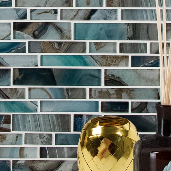 Night Sky Interlocking 11.81 in. x 11.81 in. x 8mm Glass Mesh-Mounted Mosaic Tile (9.7 sq. ft. / case)