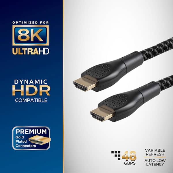 10 ft. EZ Grip 8K HDMI 2.1 Cable with Gold Plated Connectors in Black