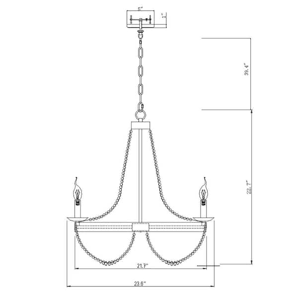 Farmhouse 6-Light Distressed White Wood Beaded Bohemia Chandelier with Adjustable Chain