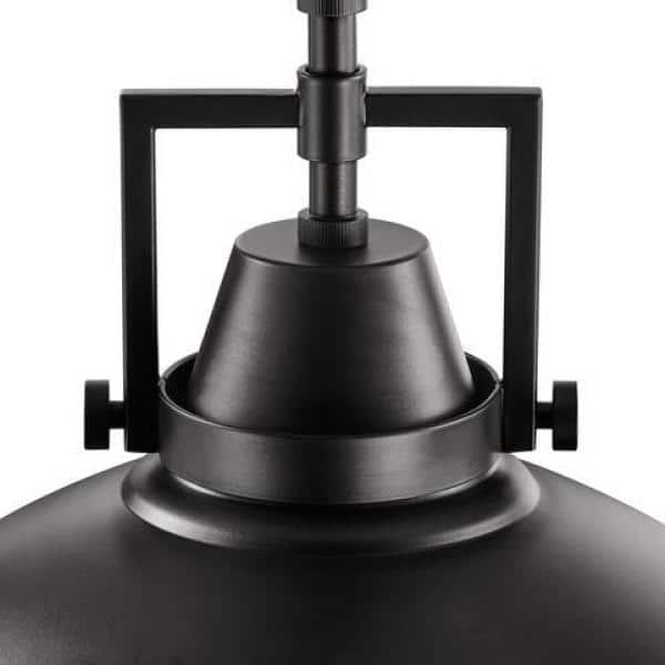 Wilhelm 12 in. 1-Light Black Industrial Farmhouse Semi-Flush Mount Ceiling Light Fixture with Metal Shade