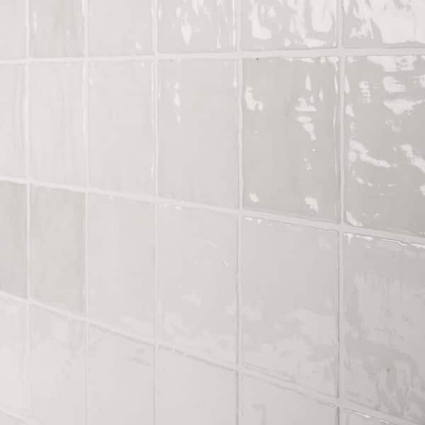 Kingston White 4 in. x 4 in. Glazed Ceramic Wall Tile (5.38 sq. ft./case)