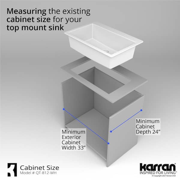 QT-812 Quartz 33 in. Large Single Bowl Drop-In Kitchen Sink in White