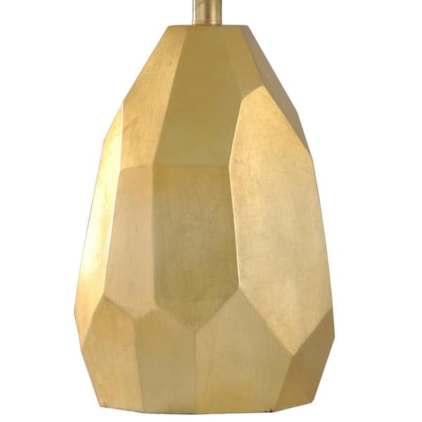 25 in. Gold/Distressed Silver/Faux Cracks Table Lamp with Geneva White Hardback Fabric Shade