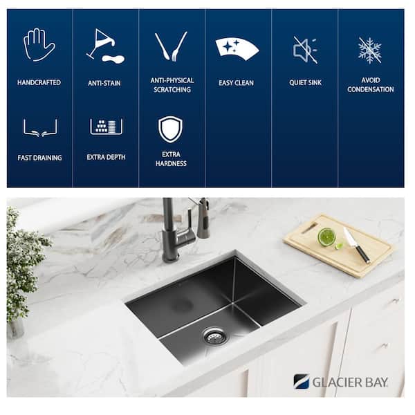 Gunmetal Black Stainless Steel 23 in. 18-Gauge Single Bowl Undermount Bar Sink with Black Spring Neck Faucet