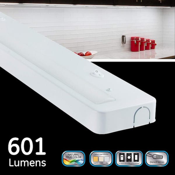 Direct Wire 18 in. LED White Under Cabinet Light (4-Pack)