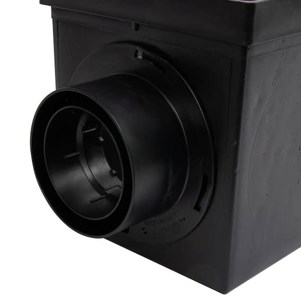 9 in. x 9 in. Plastic Square Drainage Catch Basin in Black, 2 Opening Kit