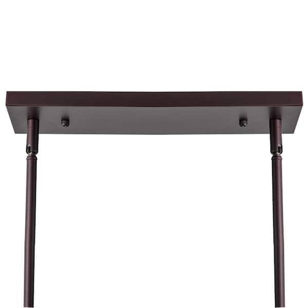 Friedlander 4-Light Rusted Bronze Island Chandelier with Clear Glass Shades, Modern Linear Kitchen Pendant Light