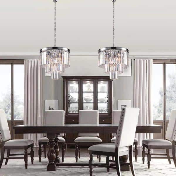 Annapolis 7-Light Chrome/Clear Unique Tiered Chandelier with Crystal Accents