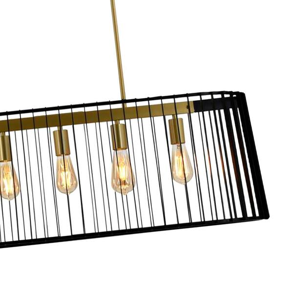 Madison 5 -Light Kitchen Island Rectangle Chandelier with Wrought Iron Accents