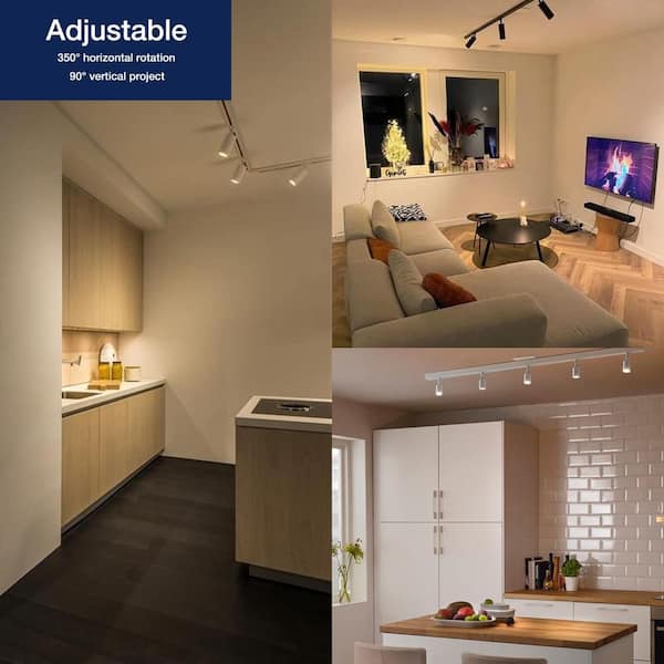 1-Light Black Integrated LED Linear Track Lighting Mini Cylinder Step Head (4-Pack)