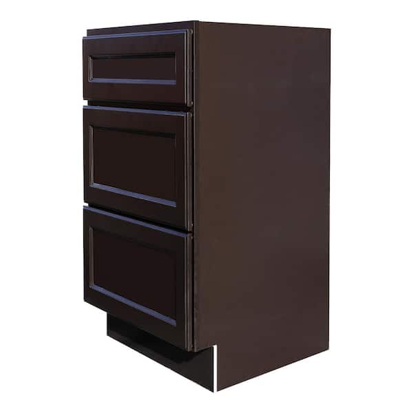 LaPort Assembled 18 in. x 34.5 in. x 24 in. Base Cabinet with 3 Drawers in Dark Espresso