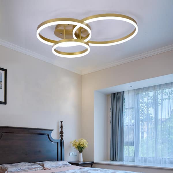 Carson 3-Light 31.8 in. Gold Cluster Circle LED Semi-Flush Mount