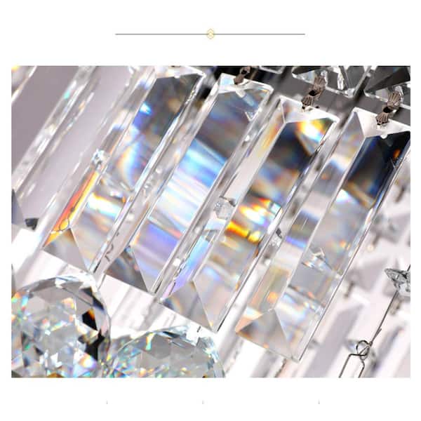 5-Light Rectangle Chrome Chandelier with K9 Crystals