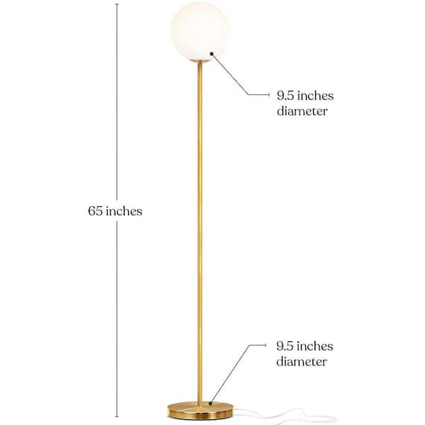 Luna 65 in. Brass LED Column Floor Lamp With Frosted Glass Shade