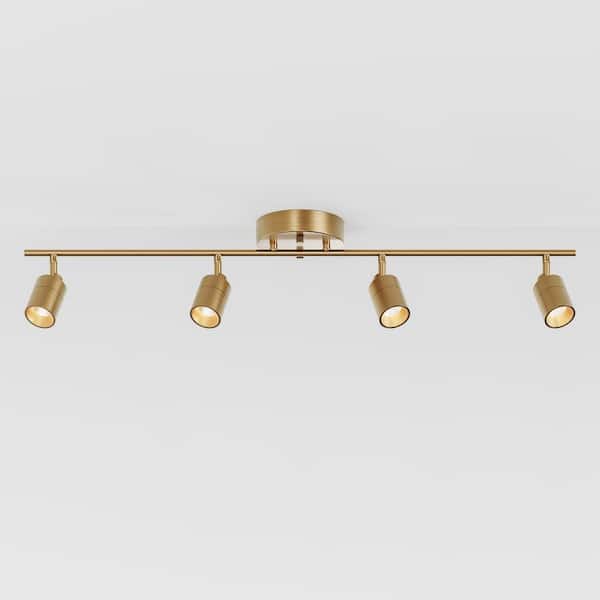 Shura 3 ft. 4-Light Brushed Brass Integrated LED Fixed Track Lighting Kit 3000k, Dimmable, Rotatable