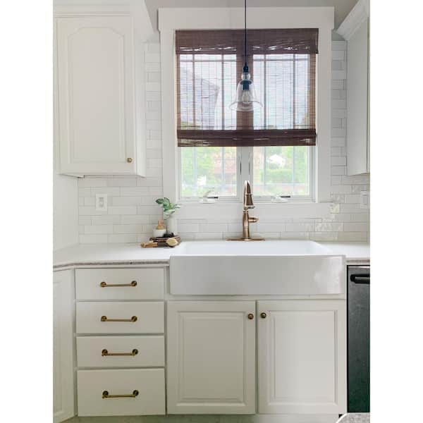 Josephine 34 in. 3-Hole Quick-Fit Drop-In Farmhouse Single Bowl Crisp White Fireclay Kitchen Sink