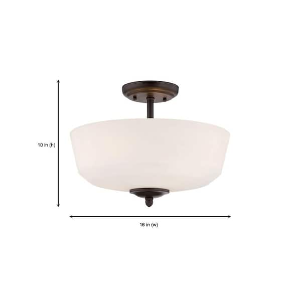 14.5 in. Darcy 3-Light Oil-Rubbed Bronze Semi-Flush Mount Ceiling Light