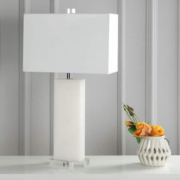 Tiggie 27 in. H White Alabaster Table Lamp