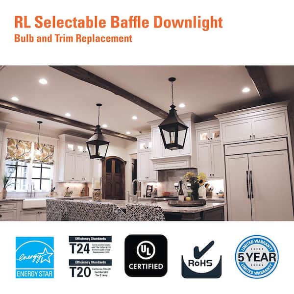 RL56 Series 5/6 in. Recessed LED retrofit module Selectable CCT and Lumens, Integrated LED Matte White