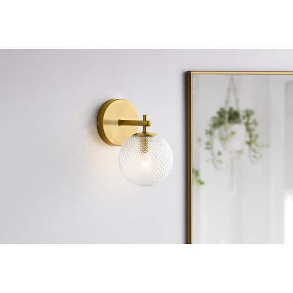 Walsh 1-Light Brass Wall Sconce Light with Prismatic Glass Shade