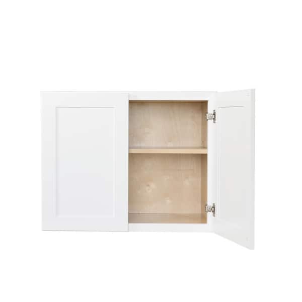 Bremen Ready to Assemble 36x24x12 in. High Double Door with 1 Adjustable Shelf Wall Cabinet in Shaker White