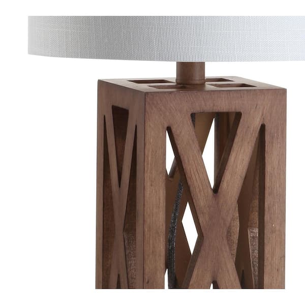 Stewart 21.5 in. Brown Wood LED Table Lamp