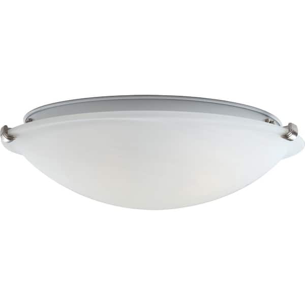 5 in. 3-Light Indoor Brushed Nickel Semi-Flush Mount Ceiling Fixture with White Alabaster Glass Bowl/Saucer Shade