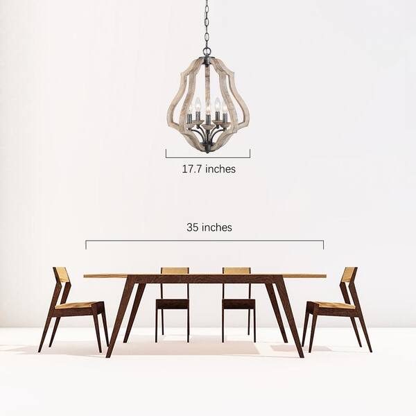 Modern Farmhouse Candlestick Wood Chandelier, Niki 5-Light Brushed Black Candlestick Kitchen Island Lantern Chandelier