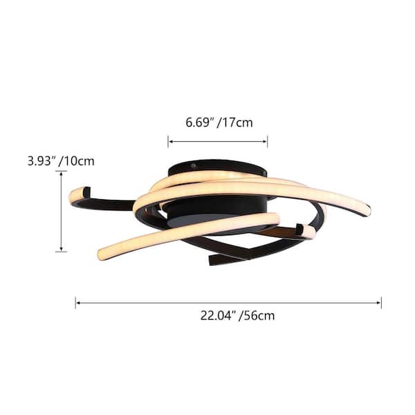 22 in. 1-Light Modern Linear LED Flush Mount Ceiling Lighting Fixtures