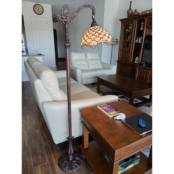 62 in. Tiffany Style Jeweled Reading Floor Lamp