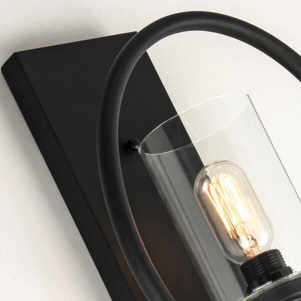 Houston 1-Light Black Dimmable Antique Candle Wall Light With Glass Shade (Set of 2)