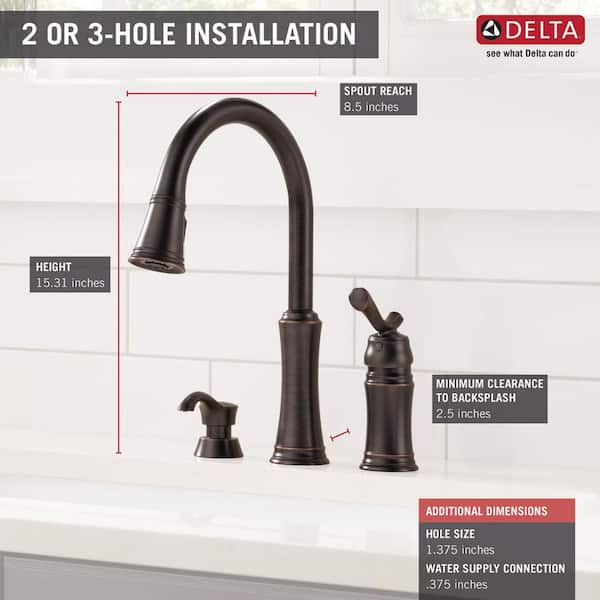 Lakeview Single-Handle Pull-Down Sprayer Kitchen Faucet with Soap Dispenser in Venetian Bronze