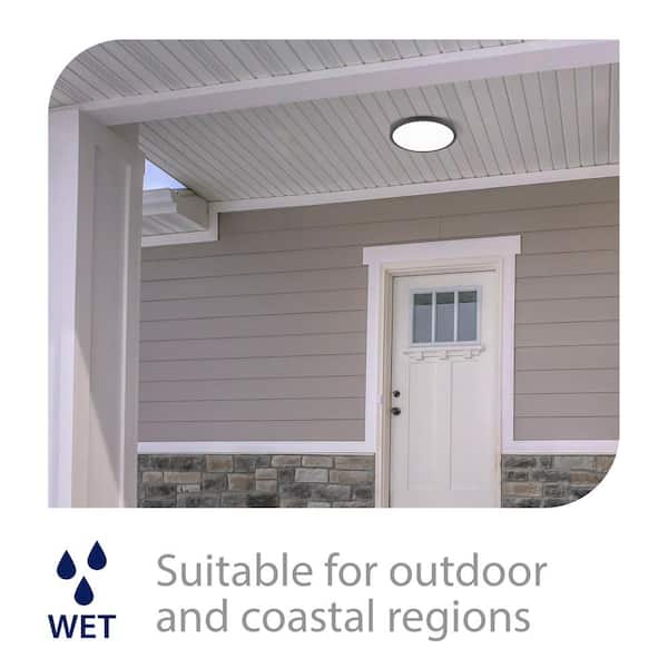 Round 11 in. 1-Light Black LED Flush Mount