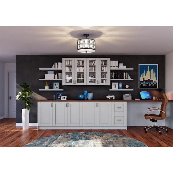 Cumberland Light Gray Shaker Assembled Shallow Base Kitchen Cabinet with 3 Drawers (18 in. W x 34.5 in. H x 14 in. D)