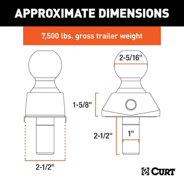 RockerBall 2-5/16 in. Cushion Hitch Trailer Ball (1 in. Shank, 7,500 lbs., Packaged)