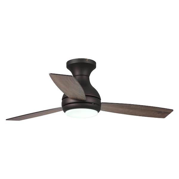 Beckette 48 in. Oil Rubbed Bronze Flush Mount Integrated LED Ceiling Fan with Light and Remote Control