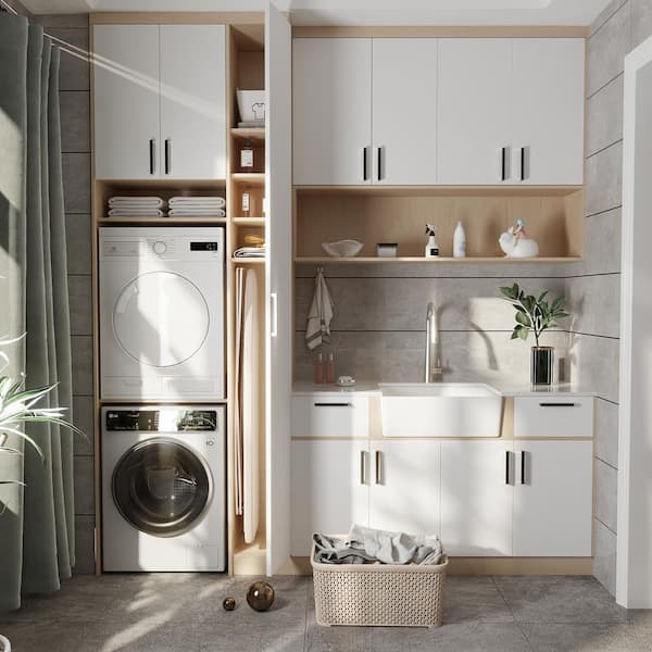 DeerValley Perch White Ceramic 24 in. L Rectangular Single Bowl Farmhouse Apron Kitchen Sink with Grid and Strainer