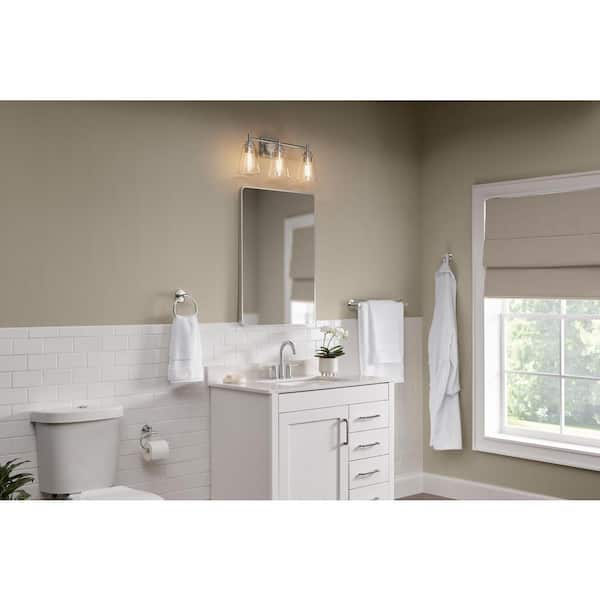 Wakefield 22 in. 3-Light Chrome Modern Vanity with Clear Glass Shades