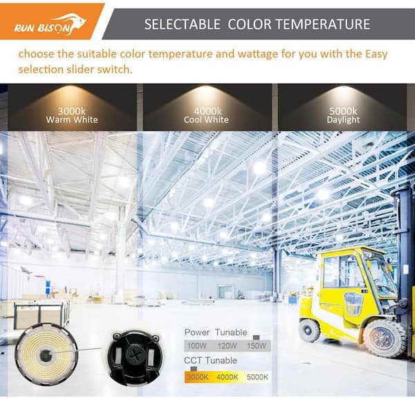 8-Pack 10.24in. Integrated UFO LED High Bay Light Fixture LED Commercial lighting, up to 22500 Lumen, 0-10V Dimmable