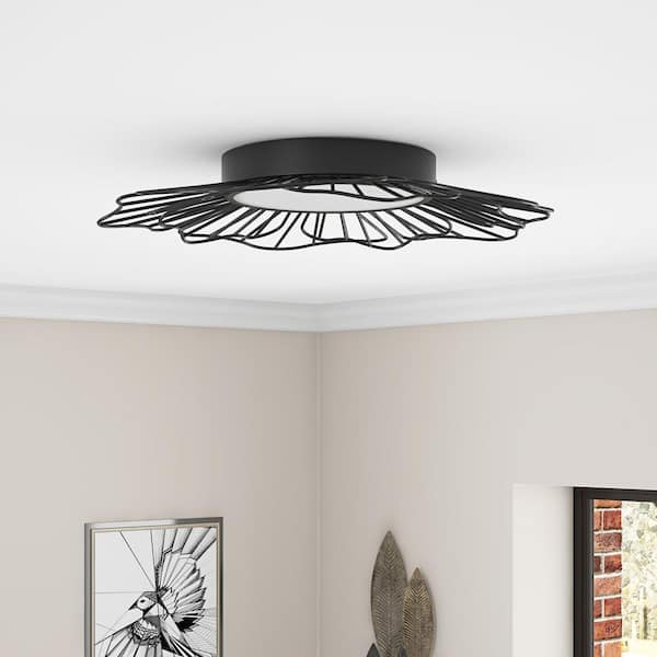23.22 in. 1-Light Modern Black 24-Watt LED Flush Mount Dimmable Close to Ceiling Light Fixture