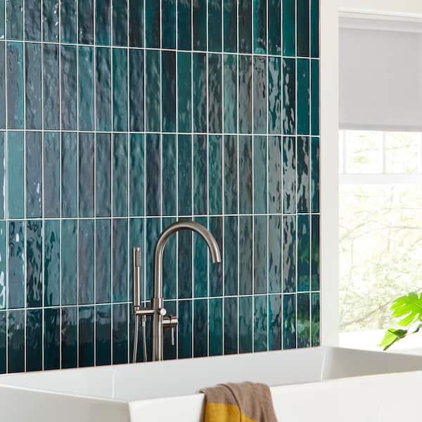 LuxeCraft Arteko Deep Teal 3 in. x 12 in. Glazed Wall Ceramic Tile (12 sq. ft./case)
