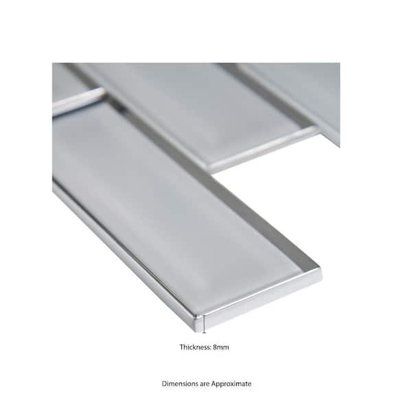 Ice Bevel Subway 11.73 in. x 11.73 in. Glossy Glass Mesh-Mounted Mosaic Tile (0.96 sq. ft./Each)