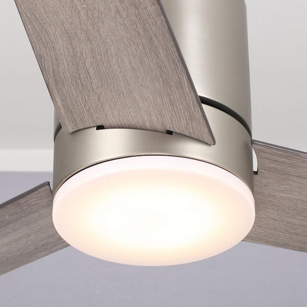 Darosa 48 in. LED Nickel 3-Blade Flush Mount Ceiling Fan with Remote Control and Light